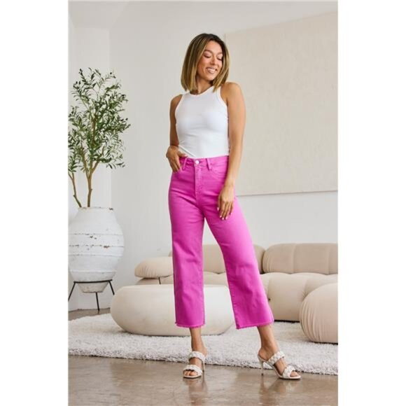 RFM Crop Chloe Full Size Tummy Control High Waist Raw Hem Jeans - Picture 15 of 16